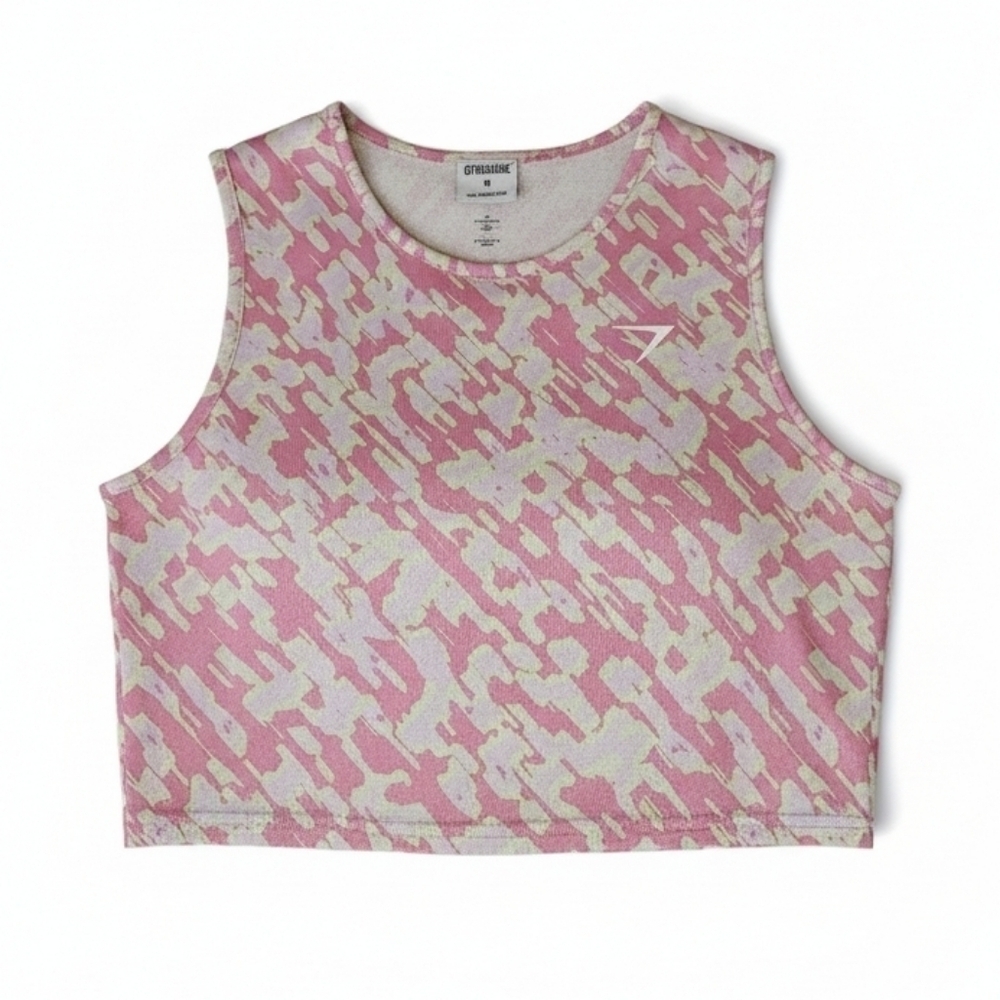 Gymshark Training Crop Tank In Pink Print Women's Size Medium